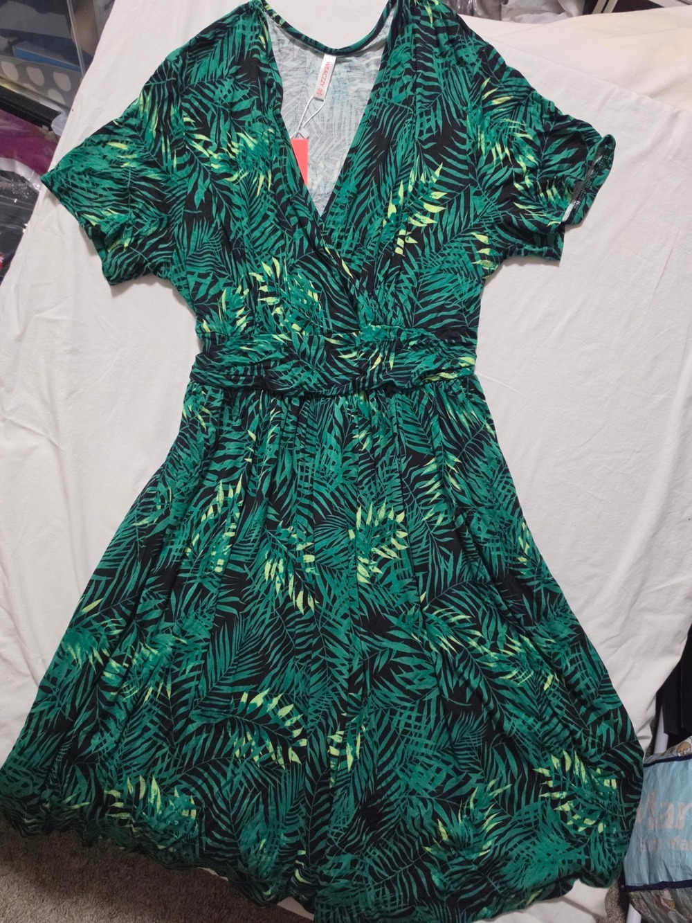 Green Tropical Wrap Dress 2XL